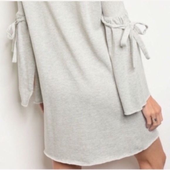 Oatmeal Sweater Dress Ties at the Elbow Sweatshirt Dress - Picture 4 of 5